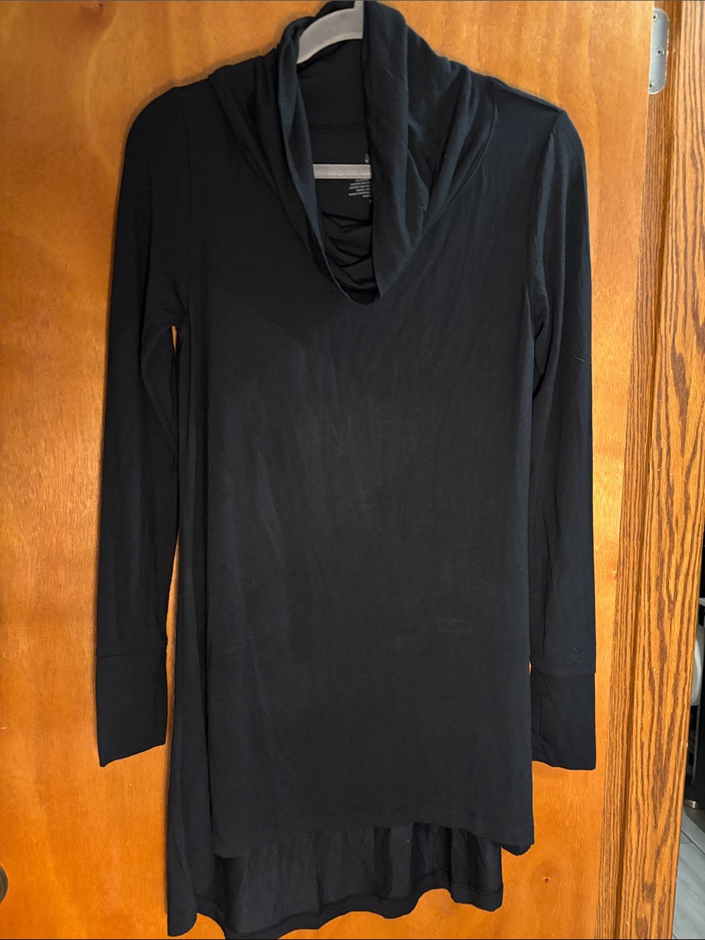 Cuddl Duds Software W/ Stretch Black Long Sleeve Cowl Neck Tunic